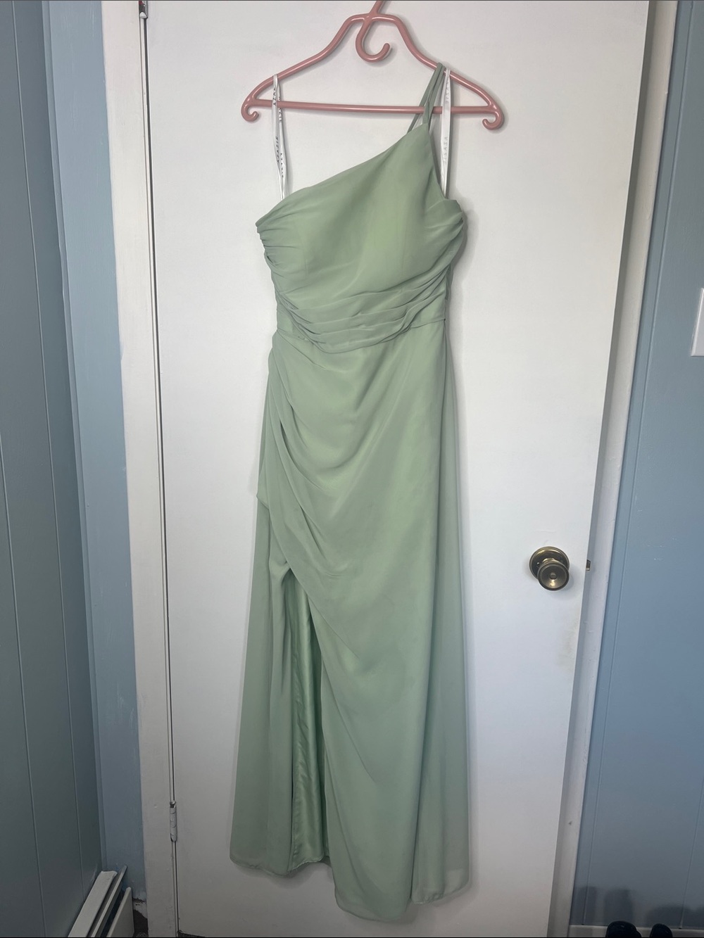 Azazie Eren One-Shoulder Sage Green Bridesmaid dress